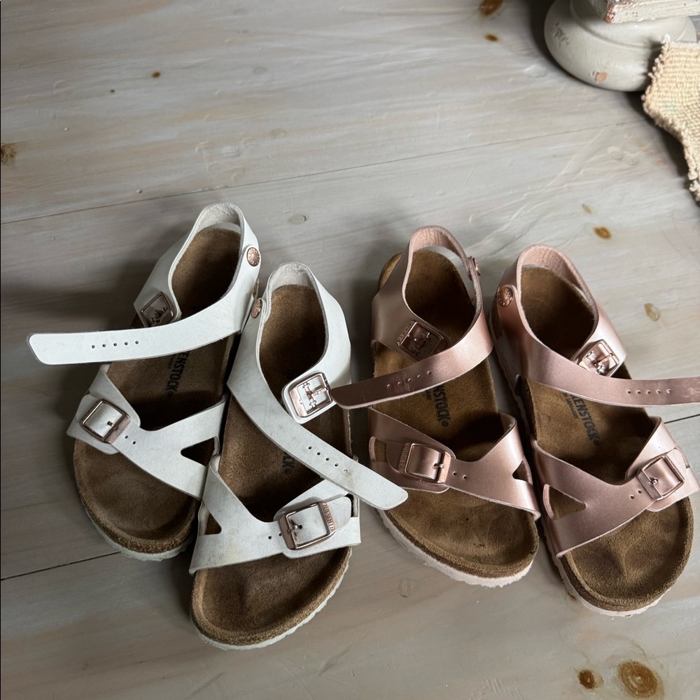 2 pairs gently used kids birkenstock sandals size 34